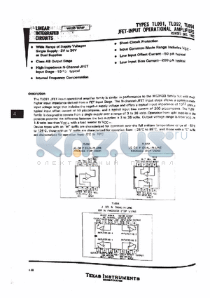 TL091C datasheet - JFET-INPUT OPERATIONAL AMPLIFIERS