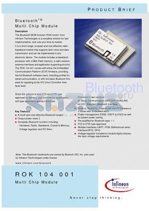 ROK104022 datasheet - Bluetooth MULTI CHIP MODULE