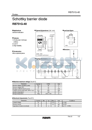 RB751G-40 datasheet - Schottky barrier diode