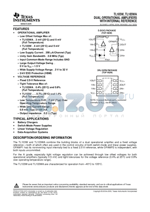 TL103WIDE4 datasheet - DUAL OPERATIONAL AMPLIFIERS WITH INTERNAL REFERENCE