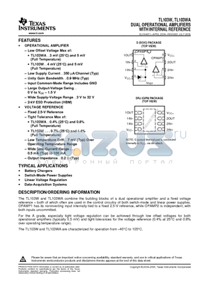 TL103WAIDRE4 datasheet - DUAL OPERATIONAL AMPLIFIERS WITH INTERNAL REFERENCE