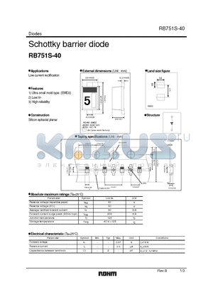 RB751S-40 datasheet - Schottky barrier diode
