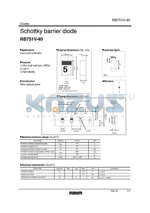 RB751V-40 datasheet - Schottky barrier diode