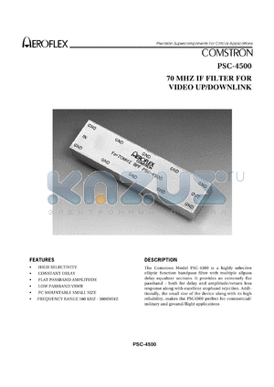 PSC-4500 datasheet - 70 MHZ IF FILTER FOR VIDEO UP/DOWNLINK