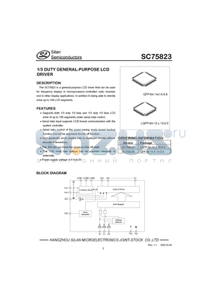 SC75823 datasheet - 1/3 DUTY GENERAL-PURPOSE LCD DRIVER