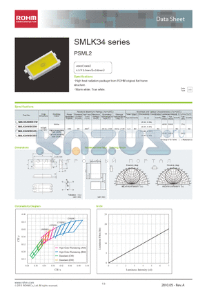 SMLK34WBEPW11F datasheet - High heat radiation package from ROHM original flat frame structure