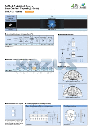 SMLP12BC7T datasheet - 0402<1.0 0.6 t=0.2mm> Low Current Type (IF 10mA)