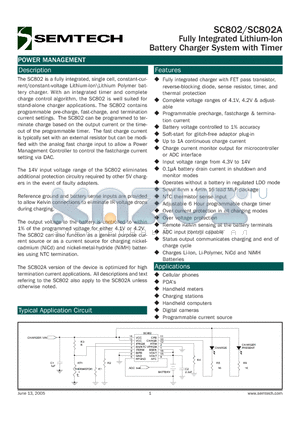 SC802IMLTR datasheet - Fully Integrated Lithium-Ion Battery Charger System with Timer