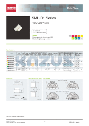 SMLR12DW1P datasheet - Ultra compact,thin side-view type LED