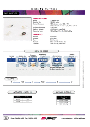 TL1107AF130CQ datasheet - TACT SWITCHES