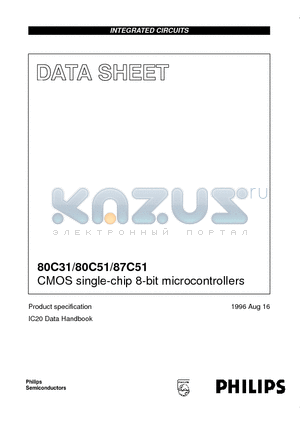 SC80C31BCCA44 datasheet - CMOS single-chip 8-bit microcontrollers