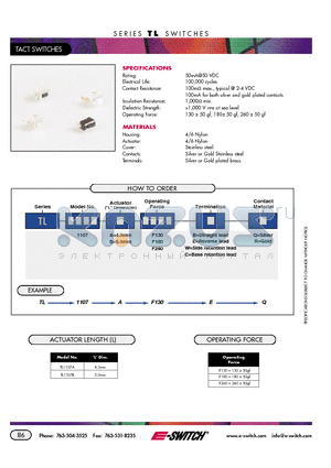 TL1107AF130WQ datasheet - TACT SWITCHES