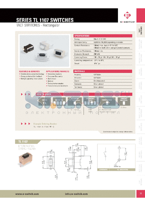 TL1107AF130WQ datasheet - TACT SWITCHES - Rectangular