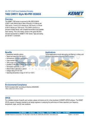 T492A156M010BC4251 datasheet - Established reliability options Symmetrical, compliant terminations