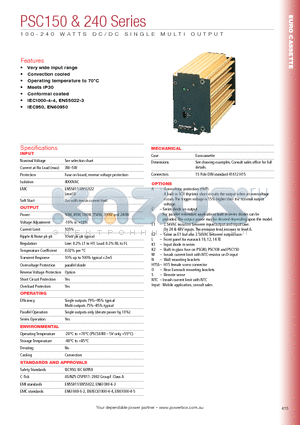 PSC100CT15 datasheet - 100 - 240 WATTS DC/DC SINGLE MULTI OUTPUT