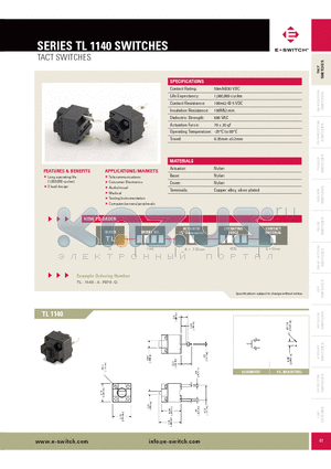 TL1140AF070Q datasheet - TACT SWITCHES