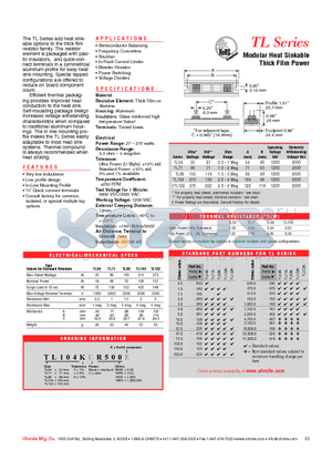 TL122JUR500E datasheet - Modular Heat Sinkable Thick Film Power