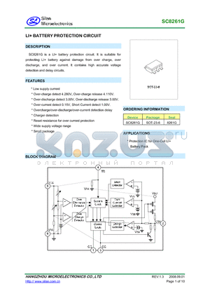 SC8261G datasheet - LI BATTERY PROTECTION CIRCUIT