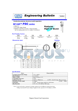 PSC10VB680MJ11 datasheet - Conductive polymer Aluminum solid capacitors