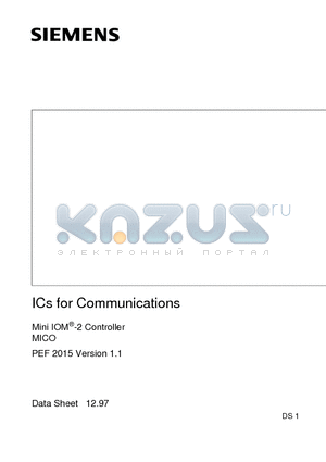 PEF2015 datasheet - Mini IOM-2 Controller MICO