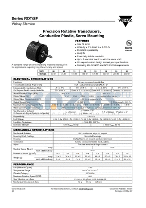 ROT156SF1FT502E1 datasheet - Precision Rotative Transducers, Conductive Plastic, Servo Mounting
