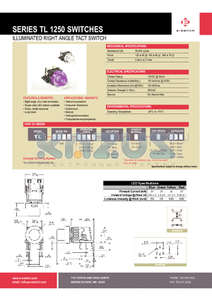 TL1250F120ARNBLK datasheet - ILLUMInATED RIGhT AnGLE TACT SWITCh