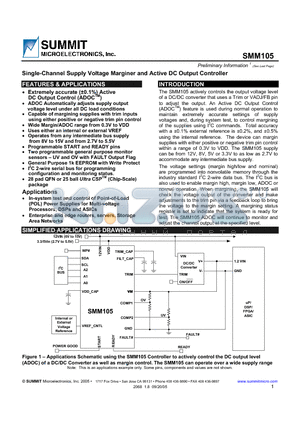 SMM105NNCR04 datasheet - Single-Channel Supply Voltage Marginer and Active DC Output Controller