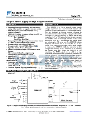 SMM150ECR02 datasheet - Single-Channel Supply Voltage Marginer/Monitor