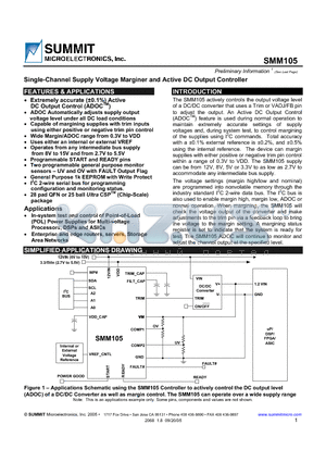 SMM105NNR04 datasheet - Single-Channel Supply Voltage Marginer and Active DC Output Controller
