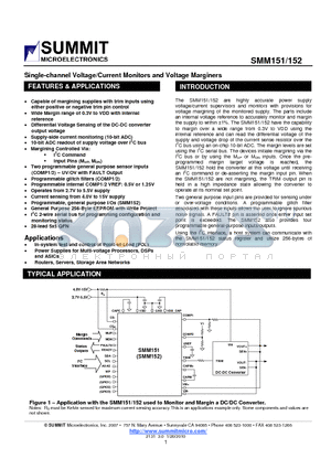 SMM151_10 datasheet - Single-channel Voltage/Current Monitors and Voltage Marginers