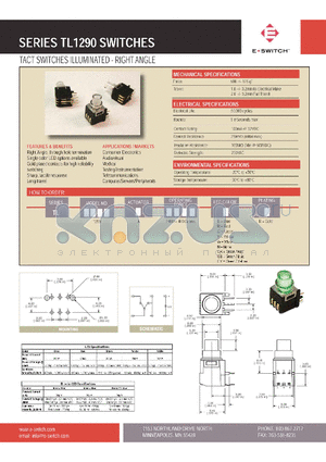 TL1290AF400RR datasheet - TACT SWITCHES ILLUMINATED - RIGHT ANGLE