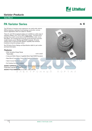 V420PA40C datasheet - Varistor Products - Base Mount