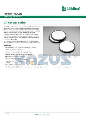 V421CA32 datasheet - Varistor Products - High Energy Industrial Disc