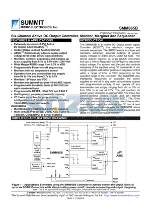 SMM665BFR1 datasheet - Six-Channel Active DC Output Controller, Monitor, Marginer and Sequencer