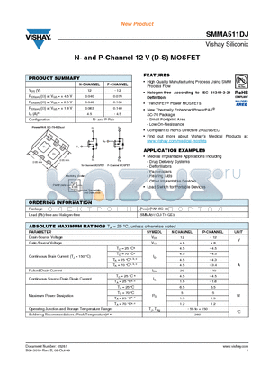 SMMA511DJ datasheet - N- and P-Channel 12 V (D-S) MOSFET