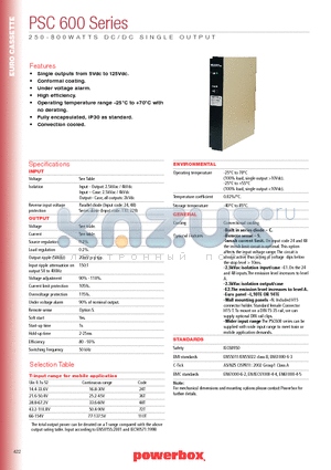 PSC250110-5 datasheet - 250 - 800 WATTS DC/DC SINGLE OUTPUT