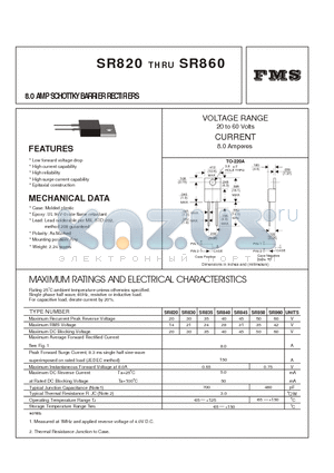 SR820 datasheet - 8.0 AMP SCHOTTKY BARRIER RECTIFIERS