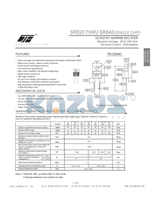 SR820 datasheet - SCHOTTKY BARRIER RECTIFIER