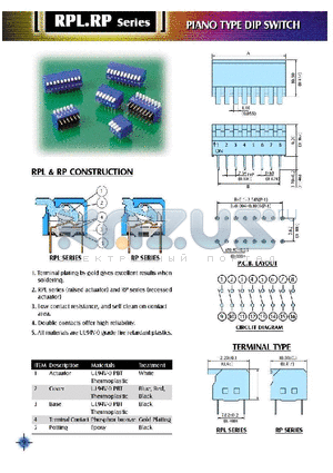 RP-05-R datasheet - PIANO TYPE DIP SWITCH