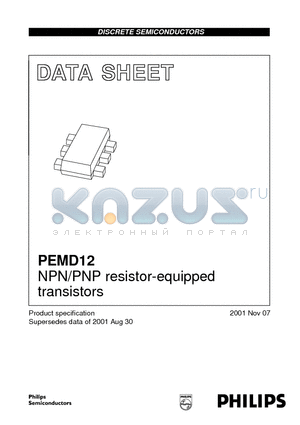 PEMD12 datasheet - NPN/PNP resistor-equipped transistors