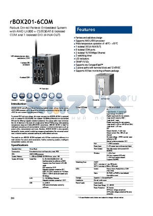RBOX201-6COM datasheet - Fanless and cableless design