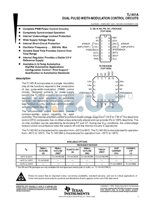 TL1451ACPW datasheet - DUAL PULSE-WIDTH-MODULATION CONTROL CIRCUITS