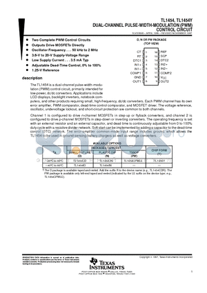 TL1454 datasheet - DUAL-CHANNEL PULSE-WIDTH-MODULATION (PWM) CONTROL CIRCUIT