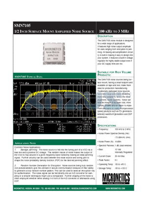 SMN7105-D1C datasheet - SURFACE MOUNT AMPLIFIED NOISE SOURCE