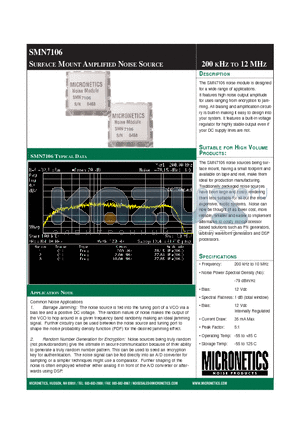 SMN7106 datasheet - SURFACE MOUNT AMPLIFIED NOISE SOURCE