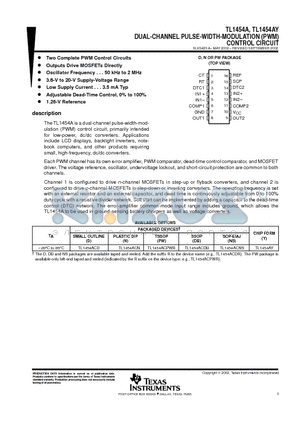 TL1454ACDBR datasheet - DUAL-CHANNEL PULSE-WIDTH-MODULATION (PWM) CONTROL CIRCUIT