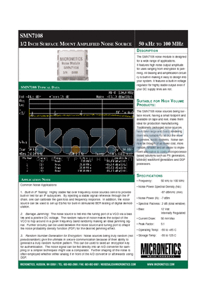 SMN7108-D1C datasheet - 1/2 INCH SURFACE MOUNT AMPLIFIED NOISE SOURCE