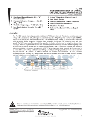 TL14661 datasheet - HIGH SPEED / PRECISION SIX CHANNEL SWITCHING REGULATOR CONTROLLER
