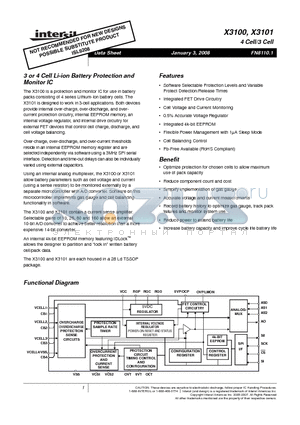 X3101 datasheet - 3 or 4 Cell Li-ion Battery Protection and Monitor IC