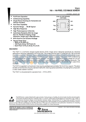 TL1591CPS datasheet - 192-  165-pixel ccd image sensor